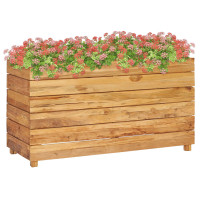 Produktbild för Blomlåda upphöjd 100x40x55 cm återvunnet teakträ och stål