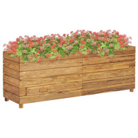 Produktbild för Blomlåda upphöjd 150x40x55 cm återvunnet teakträ och stål