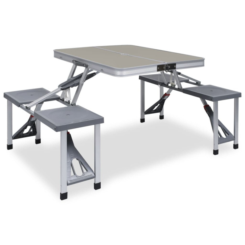 Produktbild för Hopfällbart campingbord med 4 sitsar stål aluminium
