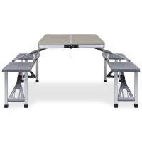 Miniatyr av produktbild för Hopfällbart campingbord med 4 sitsar stål aluminium