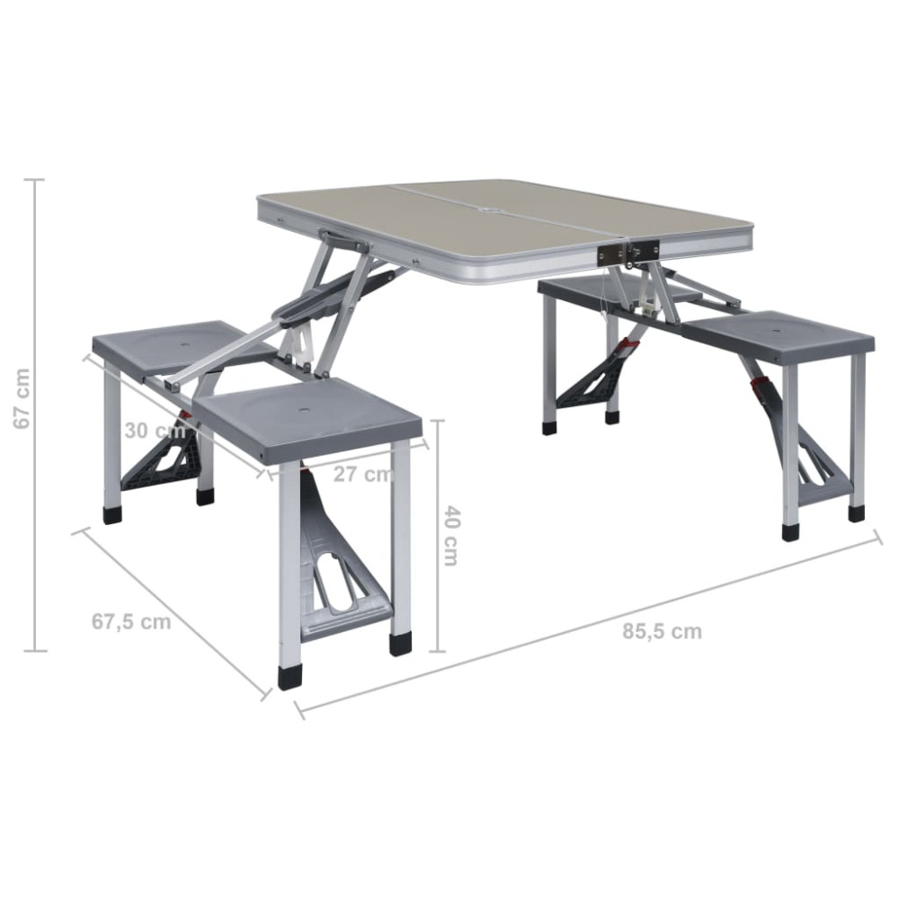 Produktbild för Hopfällbart campingbord med 4 sitsar stål aluminium