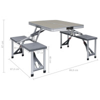 Produktbild för Hopfällbart campingbord med 4 sitsar stål aluminium