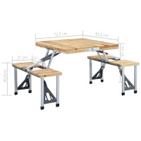 Produktbild för Hopfällbart campingbord med 4 sitsar stål aluminium