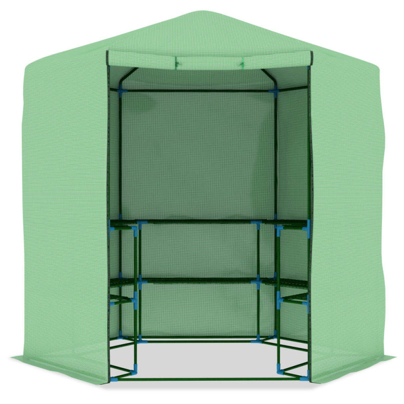 Produktbild för Växthus med hyllor stål 227x223 cm