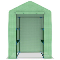 Miniatyr av produktbild för Växthus med hyllor stål 143x143x195 cm