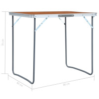 Produktbild för Hopfällbart campingbord med metallram 80x60 cm