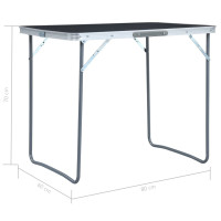 Produktbild för Hopfällbart campingbord med metallram 80x60 cm grå