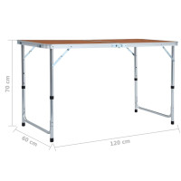 Produktbild för Hopfällbart campingbord aluminium 120x60 cm