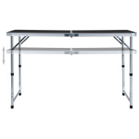 Produktbild för Hopfällbart campingbord grå aluminium 120x60 cm