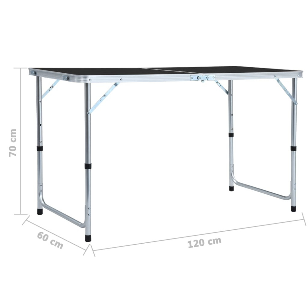Produktbild för Hopfällbart campingbord grå aluminium 120x60 cm