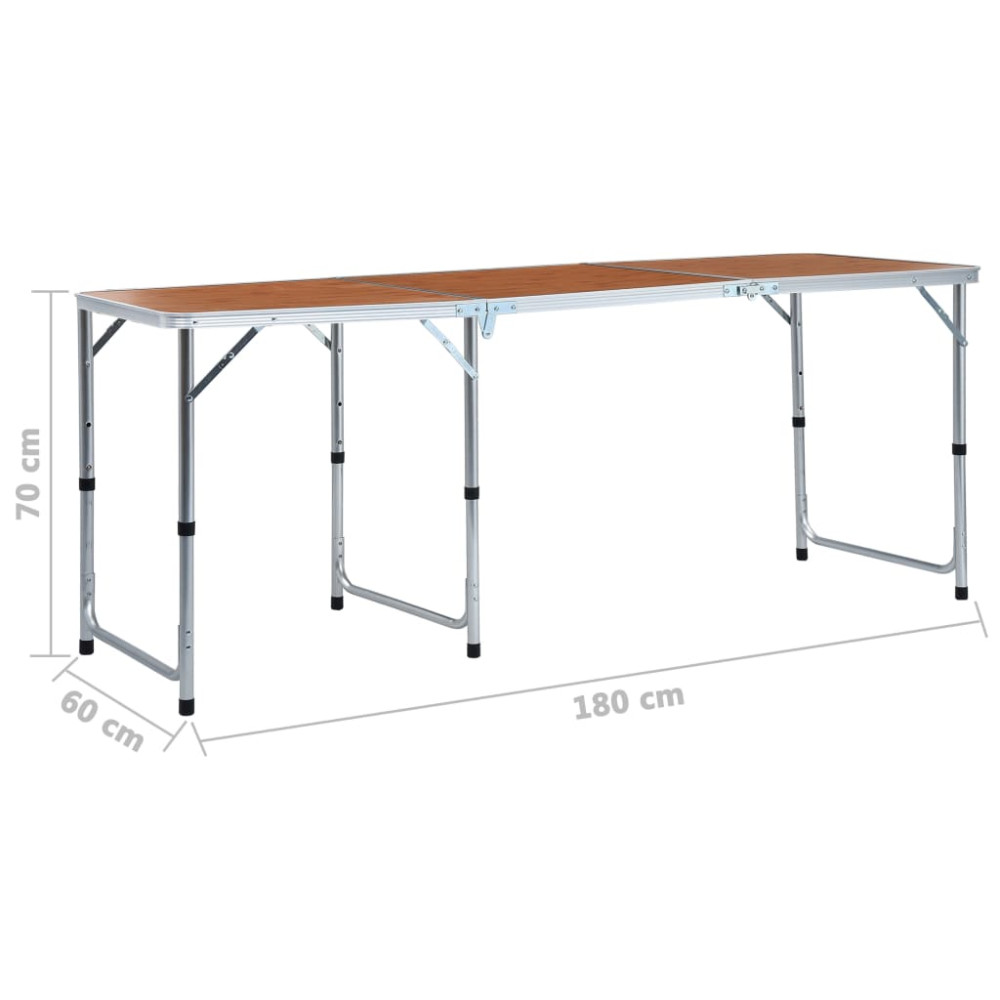 Produktbild för Hopfällbart campingbord aluminium 180x60 cm