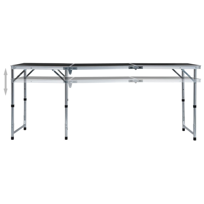 Produktbild för Hopfällbart campingbord grå aluminium 180x60 cm