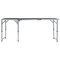 Produktbild för Hopfällbart campingbord grå aluminium 180x60 cm