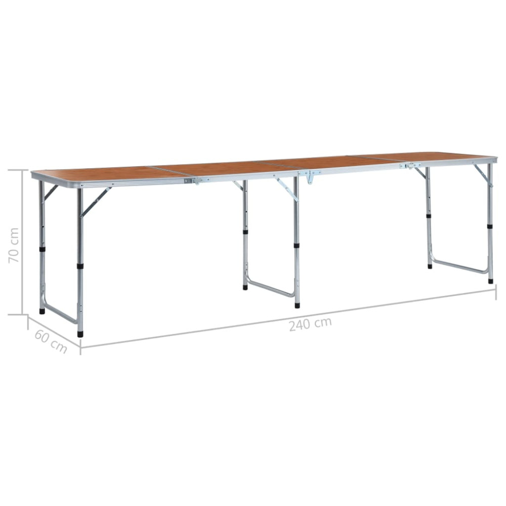 Produktbild för Hopfällbart campingbord aluminium 240x60 cm
