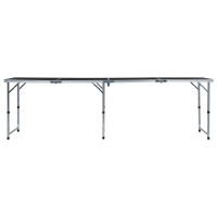 Produktbild för Hopfällbart campingbord grå aluminium 240x60 cm