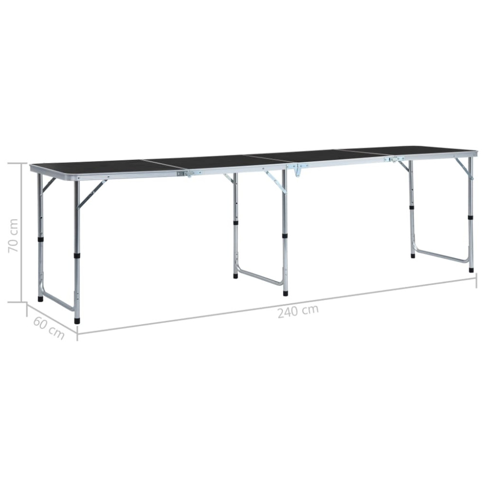 Produktbild för Hopfällbart campingbord grå aluminium 240x60 cm