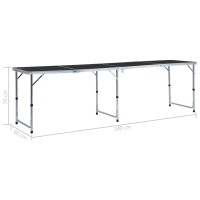 Produktbild för Hopfällbart campingbord grå aluminium 240x60 cm