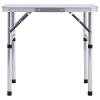 Produktbild för Hopfällbart campingbord vit aluminium 60x45 cm