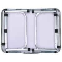 Produktbild för Hopfällbart campingbord vit aluminium 60x45 cm