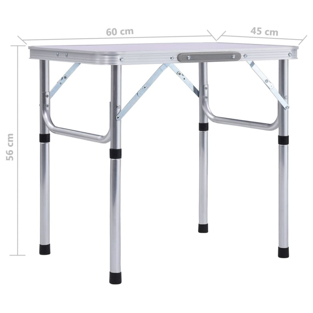 Produktbild för Hopfällbart campingbord vit aluminium 60x45 cm