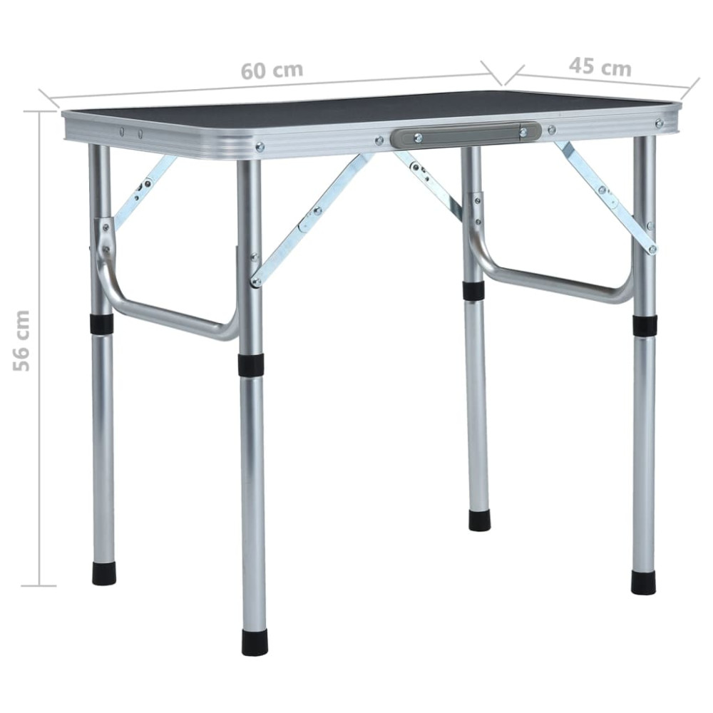 Produktbild för Hopfällbart campingbord grå aluminium 60x45 cm