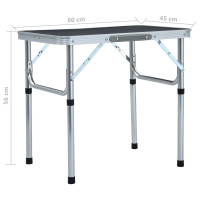 Produktbild för Hopfällbart campingbord grå aluminium 60x45 cm