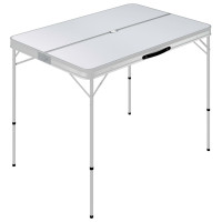 Miniatyr av produktbild för Hopfällbart campingbord med 2 bänkar aluminium vit