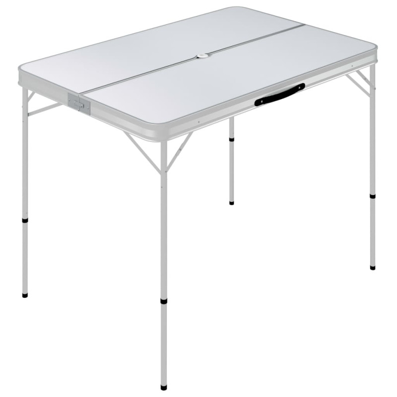 Produktbild för Hopfällbart campingbord med 2 bänkar aluminium vit