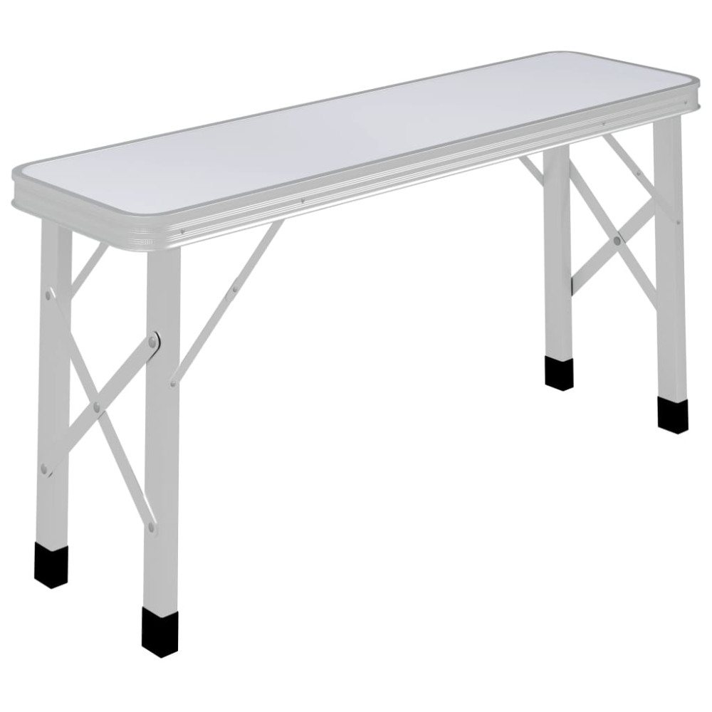 Produktbild för Hopfällbart campingbord med 2 bänkar aluminium vit