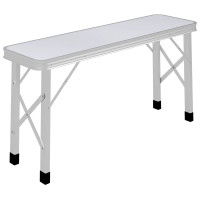 Produktbild för Hopfällbart campingbord med 2 bänkar aluminium vit