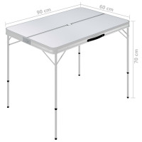 Produktbild för Hopfällbart campingbord med 2 bänkar aluminium vit