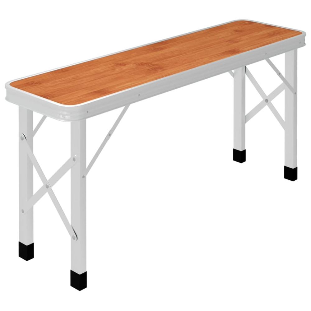 Produktbild för Hopfällbart campingbord med 2 bänkar aluminium brun