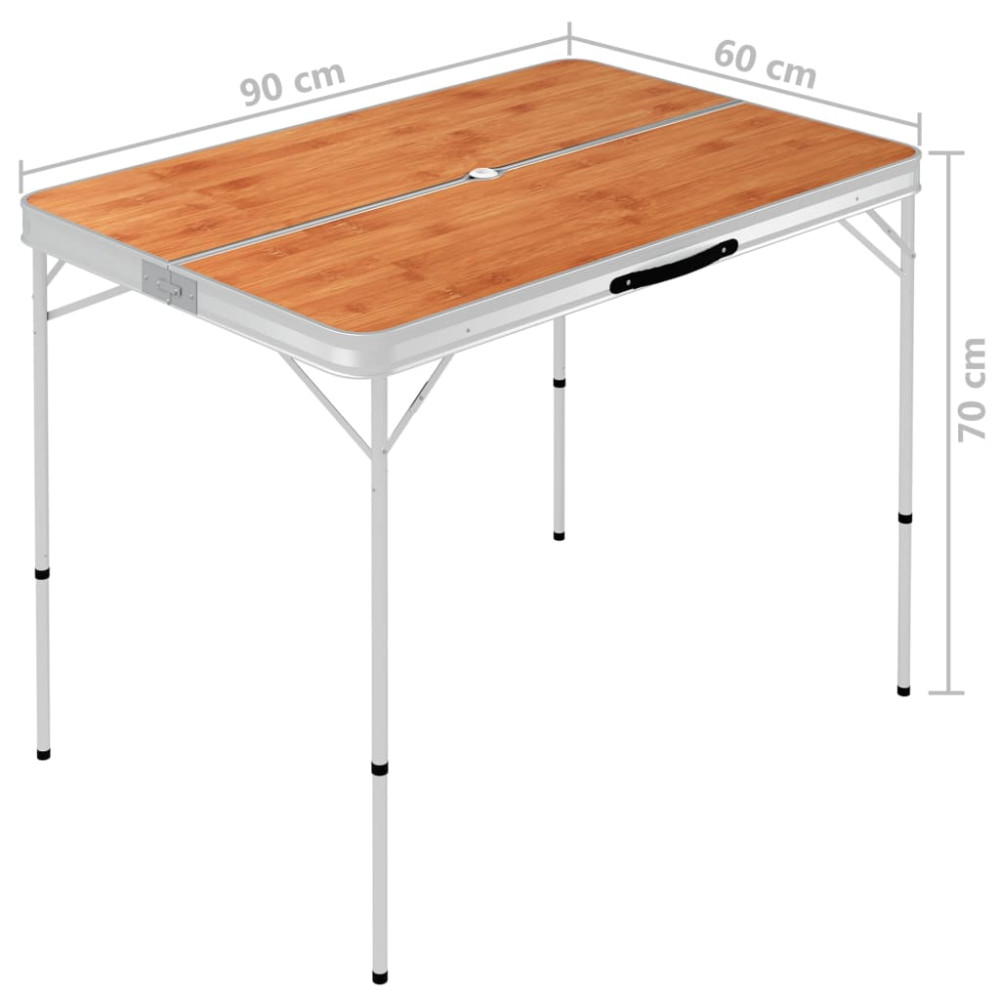 Produktbild för Hopfällbart campingbord med 2 bänkar aluminium brun