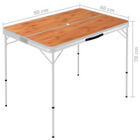 Produktbild för Hopfällbart campingbord med 2 bänkar aluminium brun