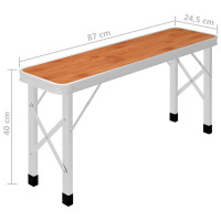 Produktbild för Hopfällbart campingbord med 2 bänkar aluminium brun