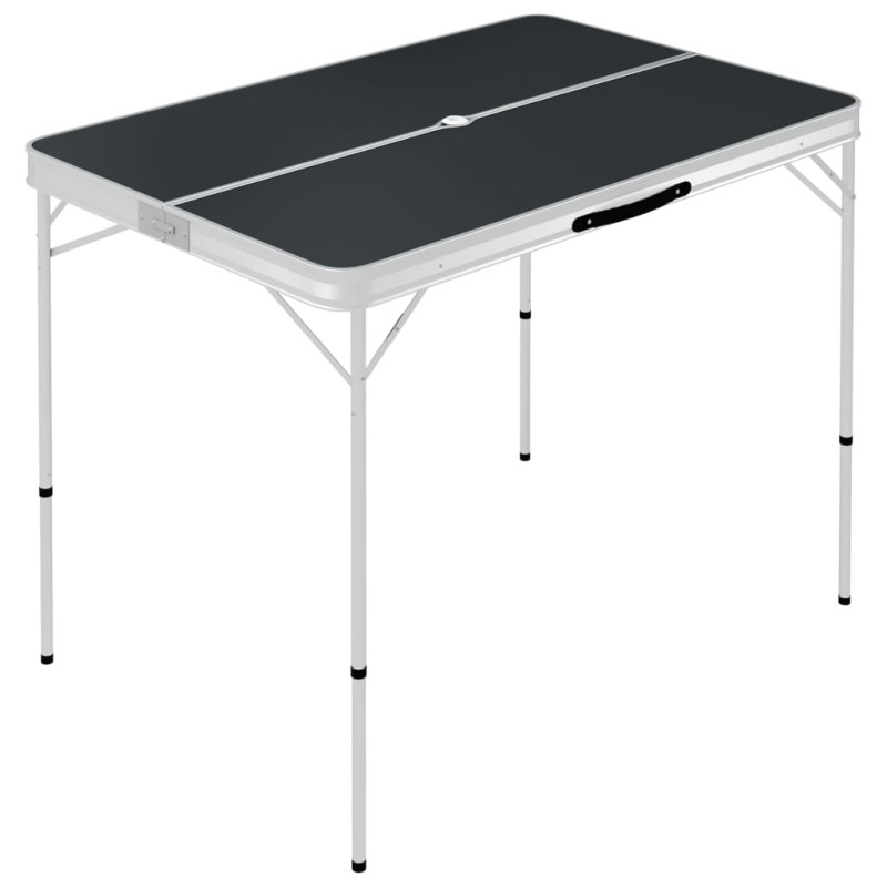 Produktbild för Hopfällbart campingbord med 2 bänkar aluminium grå