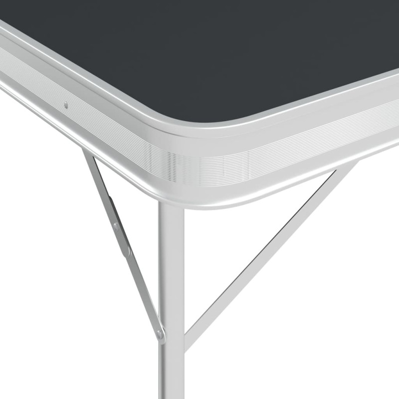 Produktbild för Hopfällbart campingbord med 2 bänkar aluminium grå