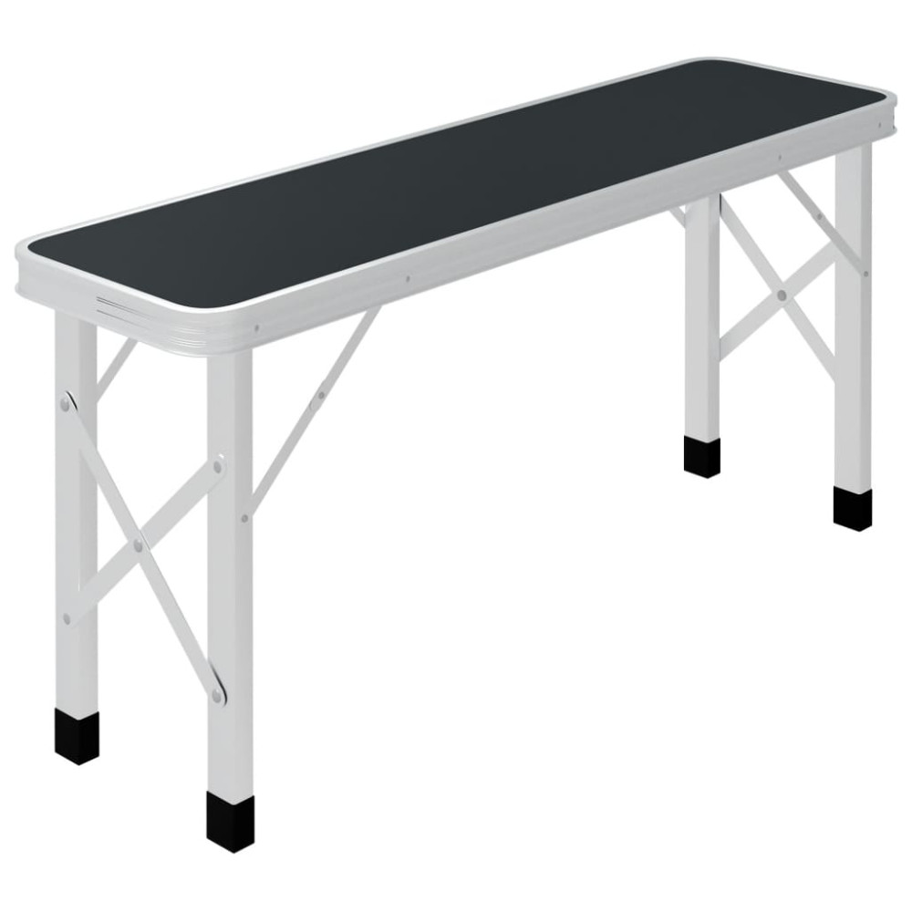 Produktbild för Hopfällbart campingbord med 2 bänkar aluminium grå