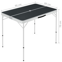 Produktbild för Hopfällbart campingbord med 2 bänkar aluminium grå