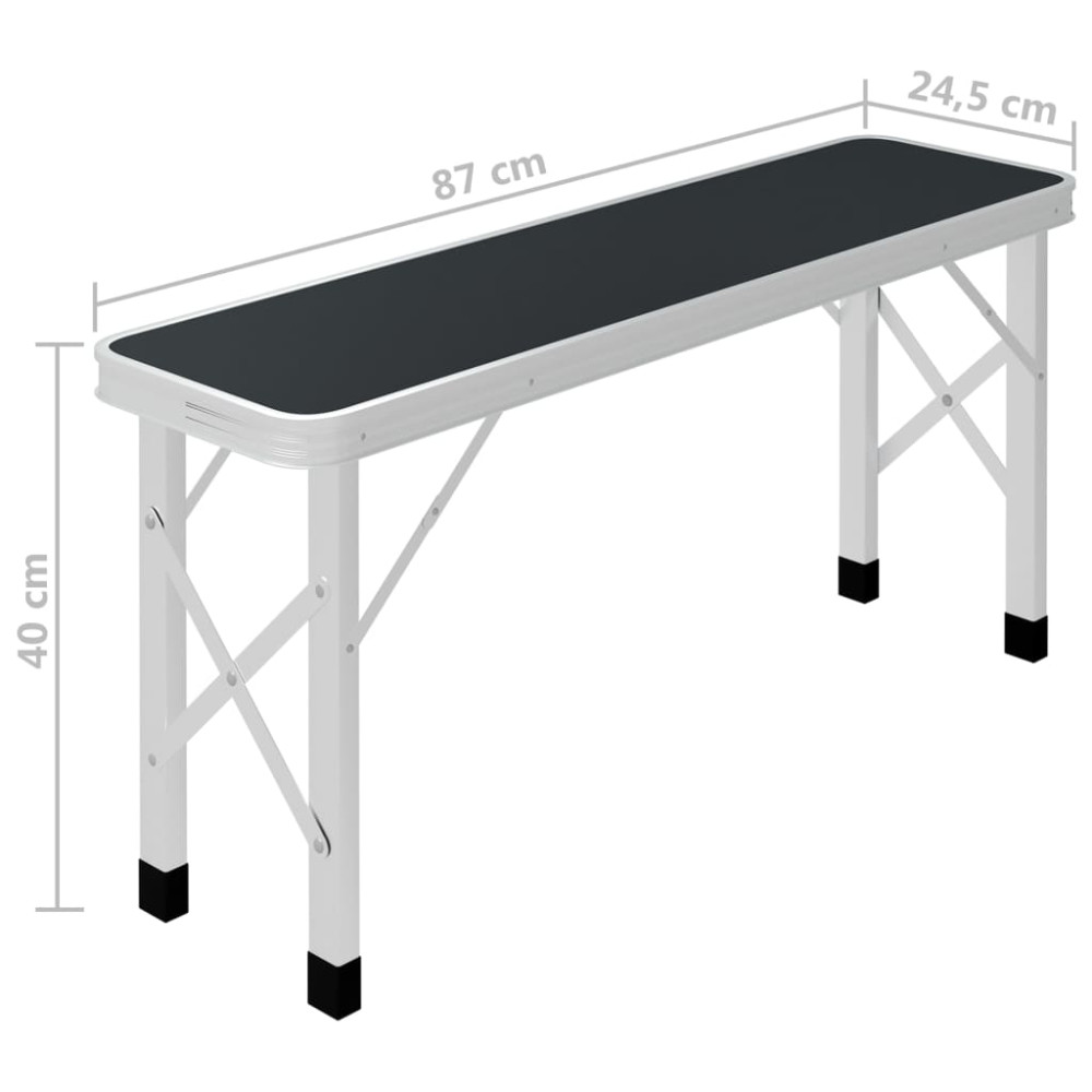 Produktbild för Hopfällbart campingbord med 2 bänkar aluminium grå