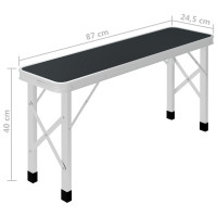 Produktbild för Hopfällbart campingbord med 2 bänkar aluminium grå