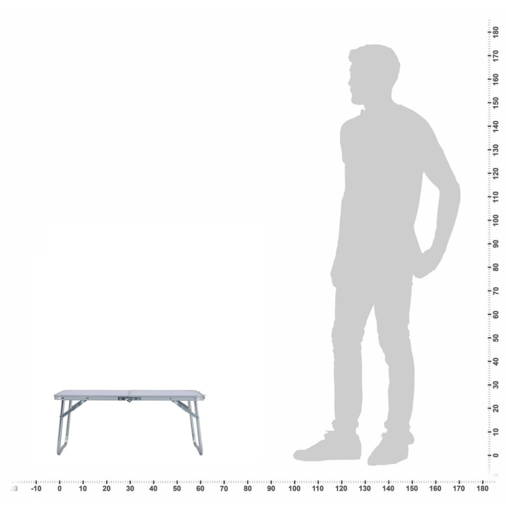 Produktbild för Hopfällbart campingbord vit aluminium 60x40 cm