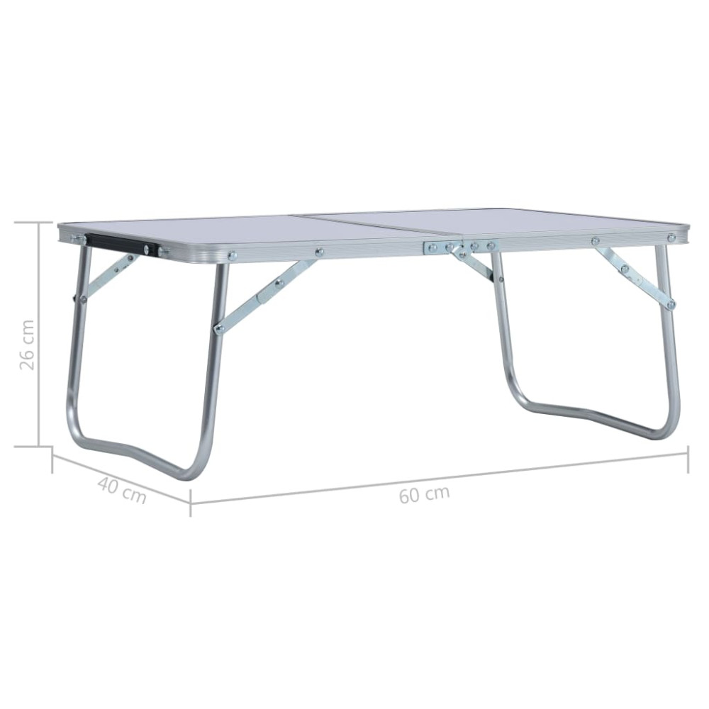 Produktbild för Hopfällbart campingbord vit aluminium 60x40 cm
