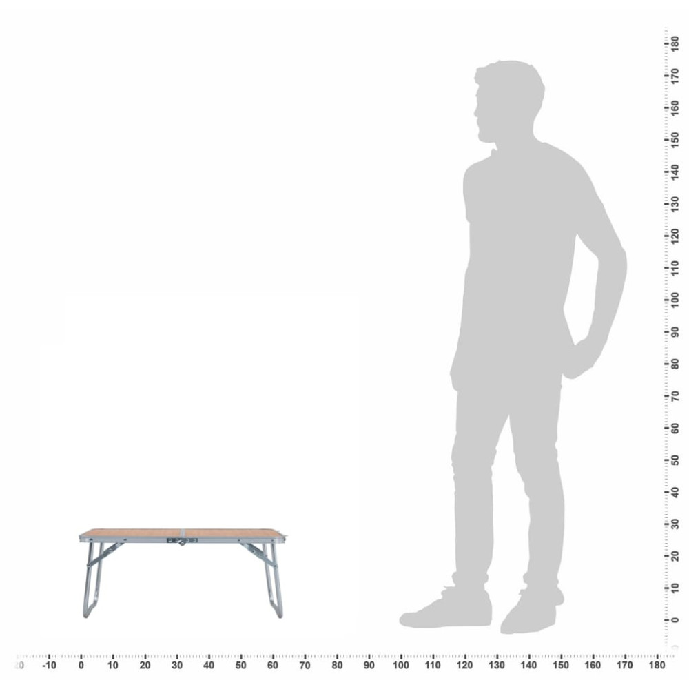Produktbild för Hopfällbart campingbord brun aluminium 60x40 cm