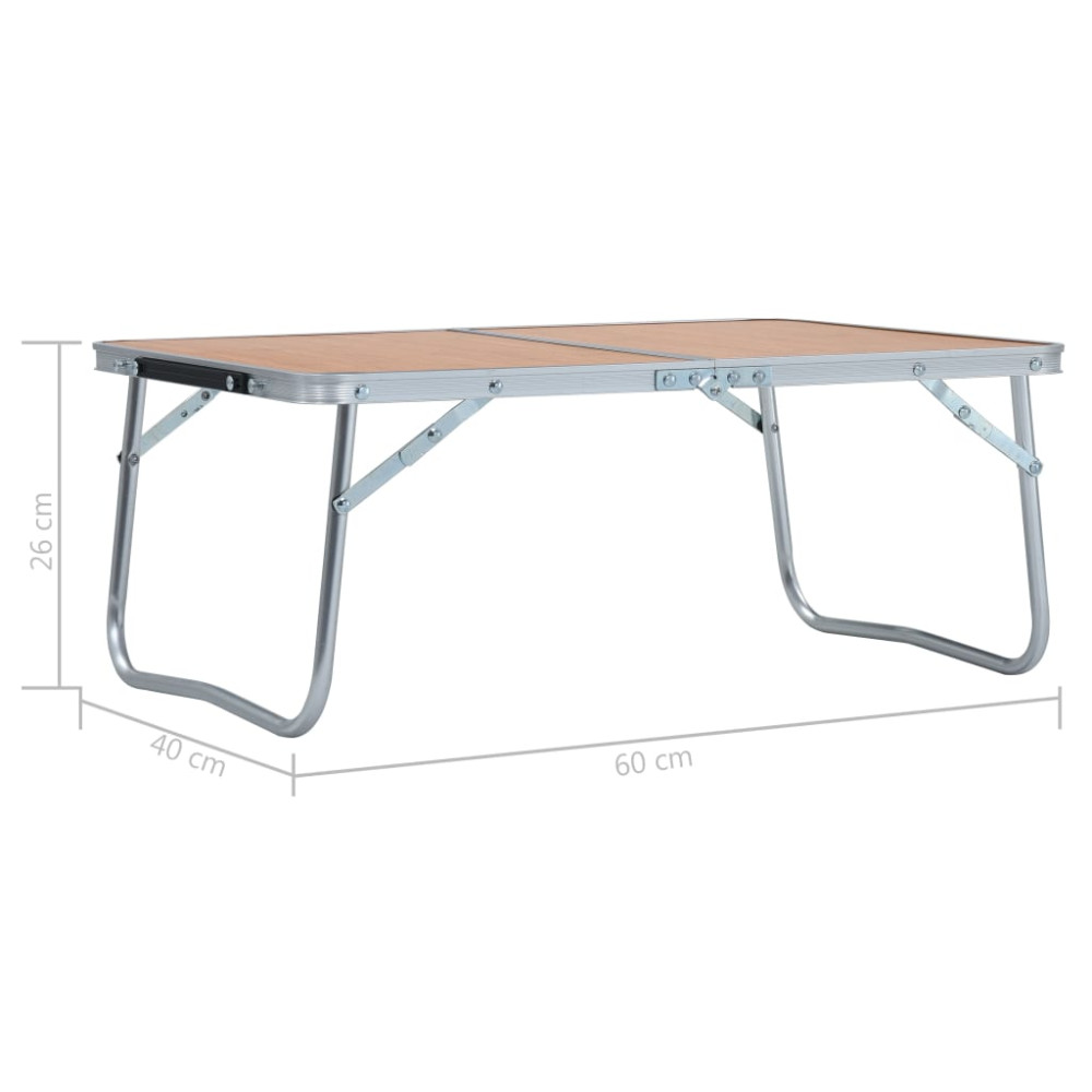 Produktbild för Hopfällbart campingbord brun aluminium 60x40 cm