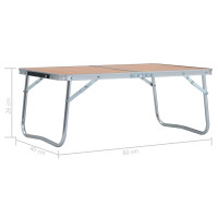 Produktbild för Hopfällbart campingbord brun aluminium 60x40 cm