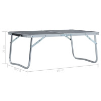 Produktbild för Hopfällbart campingbord grå aluminium 60x40 cm