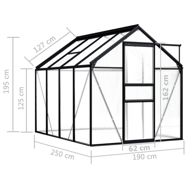 Produktbild för Växthus antracit aluminium 4,75 m³