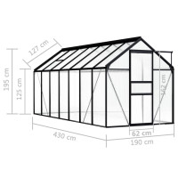 Miniatyr av produktbild för Växthus antracit aluminium 8,17 m³