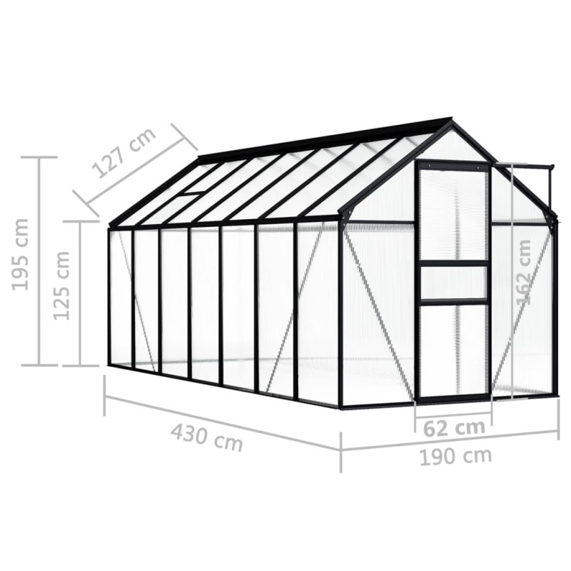 Produktbild för Växthus antracit aluminium 8,17 m³